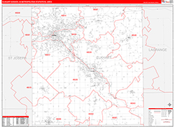 Elkhart-Goshen Metro Area Wall Map Red Line Style 2026